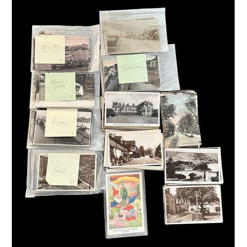 424 - Postcard collection in a box with 500+ cards including many RP topographical cards from around the U... 