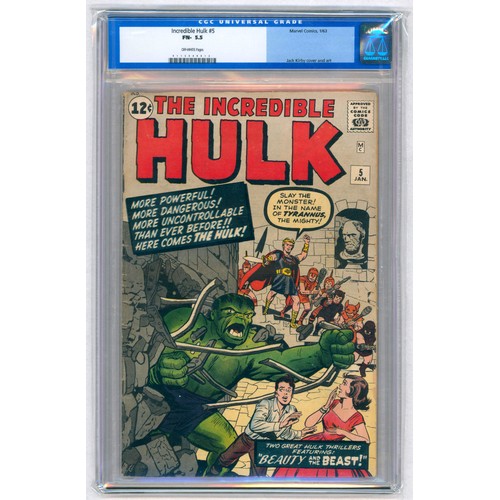 27 - THE INCREDIBLE HULK #5 – (Jan 1963, Marvel) – GRADED 5.5 by CGC - First appearances Tyrannus - Jack ... 