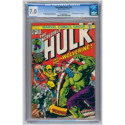 30 - THE INCREDIBLE HULK #181 – (Nov, 1974 Marvel) – GRADED 7.0 by CGC – Key Issue: First Full Appearance... 