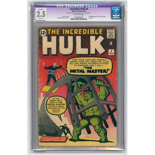 28 - THE INCREDIBLE HULK #6 - (March 1963) -Graded 2.5 by CGC - Key Issue: First appearance of the Teen B... 