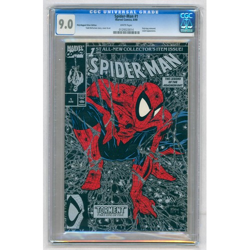 64 - SPIDER-MAN #1 Poly-Bagged Silver Edition -(August 1990) - Graded 9.0 by CGC. Poly bag removed, Lizar... 