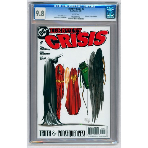 21 - IDENTITY CRISIS #7 – (Feb. 2005 DC Comics) – GRADED 9.8 by CGC – Truth & Consequences. Sue Dibny's k... 