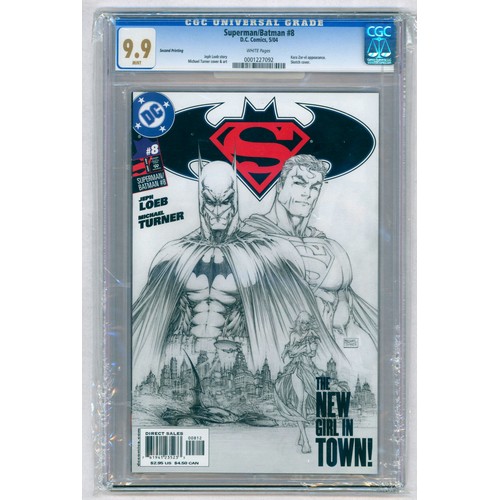 46 - SUPERMAN/BATMAN #8 – (May 2004 DC Comics) – GRADED 9.9 Mint by CGC – Kara Zor-el appearance. Sketch ... 