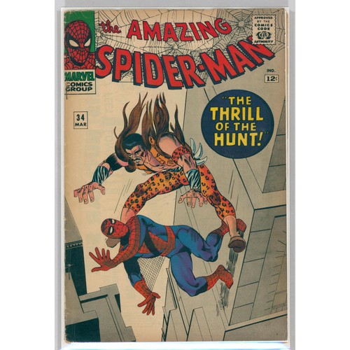 48 - THE AMAZING SPIDER-MAN #34 – (Mar 1966, Marvel) – Steve Ditko & Sam Rosen. Stapled. Boarded.