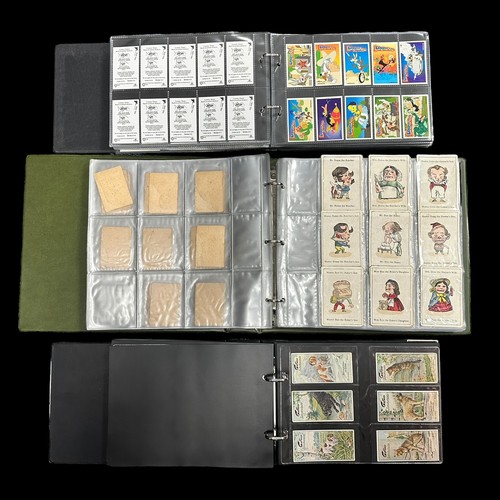 412 - Large accumulation of trade cards (some cigarette cards) in 3 fruit trays with 3 sleeved album and l... 