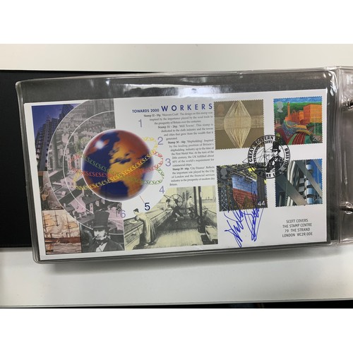 336 - GB FDC Steven Scott Signed 1996 to 2005 (96), in 3 albums with many famous signatures including Dere... 