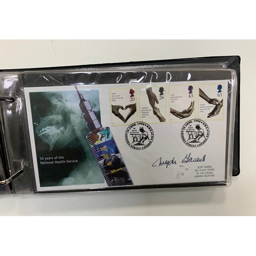 336 - GB FDC Steven Scott Signed 1996 to 2005 (96), in 3 albums with many famous signatures including Dere... 