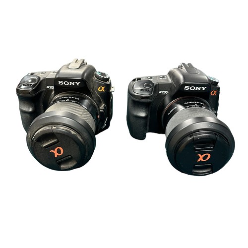 360 - 2x Sony Alpha A200 Cameras. 10MP APS-C sensor. Includes 2x 18-70mm f3.5 Sony detachable lenses, 1x T... 