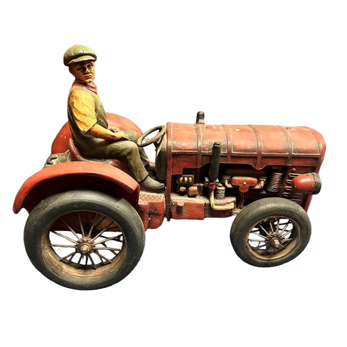 309 - Ornamental Farmer's Tractor painted wood and metal, approx. Height 40cm (16 inches)x Length 50cm (20... 