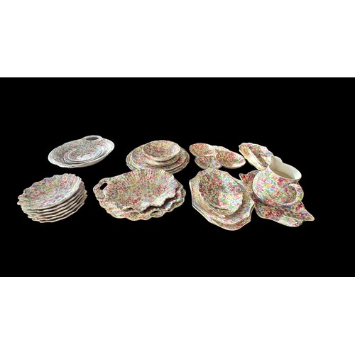 255 - James Kent Apple Blossoms dinner service to include a selection of various serving dishes, plates, s... 