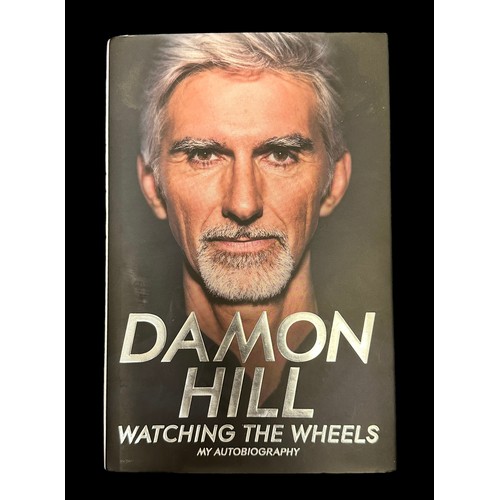 229 - Damon Hill Watching The Wheels signed autobiography hardback book, plus framed print approx. H68.5cm... 