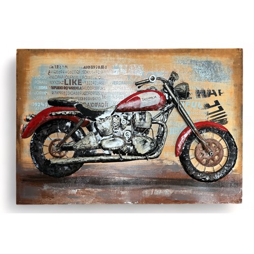 231 - Triumph motorcycle metal sign, approx. size: H80cm x W120cm, generally excellent to good plus (front... 