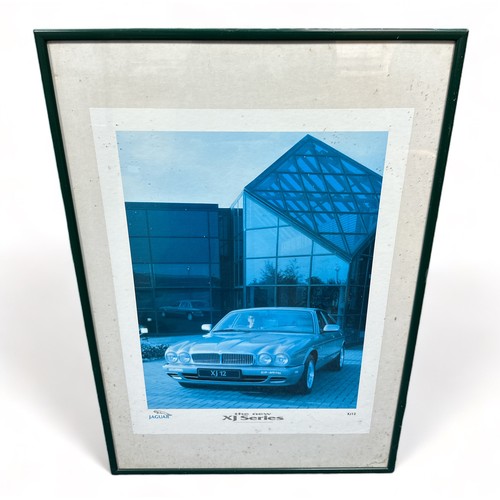 233 - Jaguar collection, with F-Type and XF side air vent covers mounted on wooden plinths, framed prints ... 