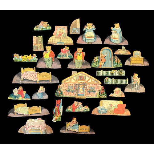 249 - Goldilocks and the three bears vintage cut-outs / scenes, possibly for a puppet theatre or similar. ... 