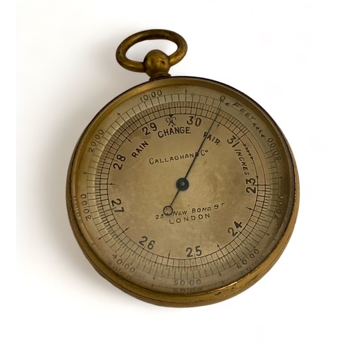 364 - Callaghan & Co, 19th Century pocket Barometer by Callaghan & Co, 23A New Bond St London, gilt finish... 