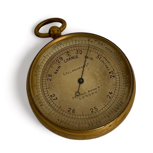 364 - Callaghan & Co, 19th Century pocket Barometer by Callaghan & Co, 23A New Bond St London, gilt finish... 