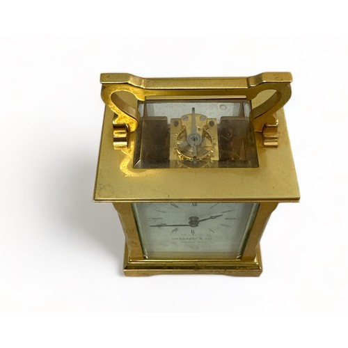 199 - Garrard & Co, 20th Century brass carriage clock by Garrad & Co, London W1. Four glass panels with fo... 