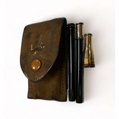 209 - Dunhill London, early 20th Century small gold mounted cigarette holder, contained within a leather s... 