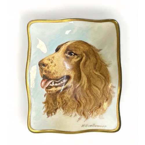 250 - Alton, Alton China box painted with the head of a dog and signed by the Royal Doulton artist Henry B... 