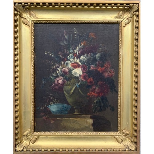 411 - Dutch School 18th / 19th Century Floral still life oil on canvas, without visible signature. Flowers... 