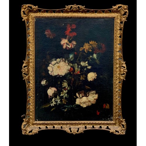 410 - Dutch School 18th / 19th Century Floral still life oil on canvas, without visible signature. Framed ... 