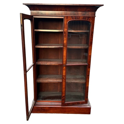 439 - Victorian mahogany glazed bookcase with 2 glazed doors, 4 internal shelves, lock with key. One windo... 