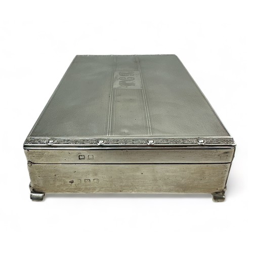 166 - A 1922 Silver Hallmarked Cigar Box with wooden inlay and leather like underlay. Initialed W.G.R to l... 