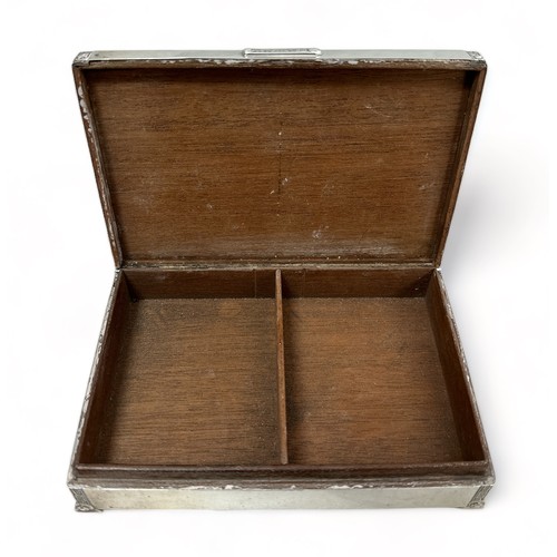 166 - A 1922 Silver Hallmarked Cigar Box with wooden inlay and leather like underlay. Initialed W.G.R to l... 