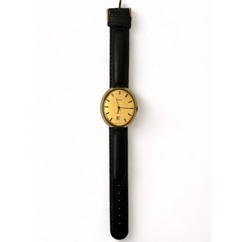 92 - A Tissot stylist gold plated mechanical wristwatch. Oval champage dial with baton hour markers and d... 