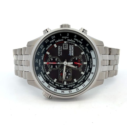 120 - Citizen Eco Drive Royal Air Force Red Arrows. B612-5069149.  Dark grey dial with triple subsidiary d... 