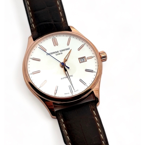 121 - Frederique Constant Geneve automatic gents wristwatch. Silver dial with gold coloured and luminescen... 