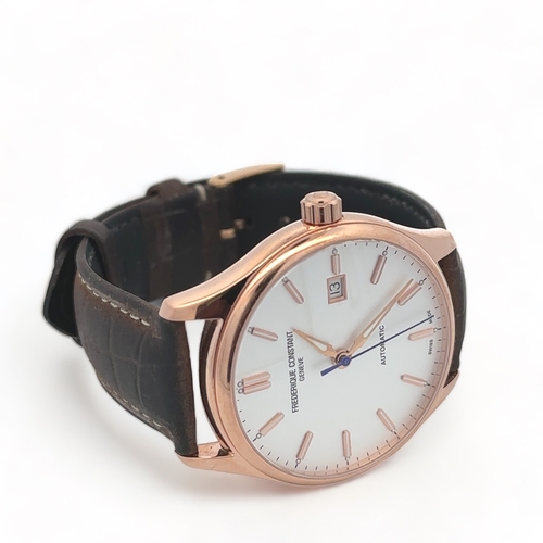 121 - Frederique Constant Geneve automatic gents wristwatch. Silver dial with gold coloured and luminescen... 