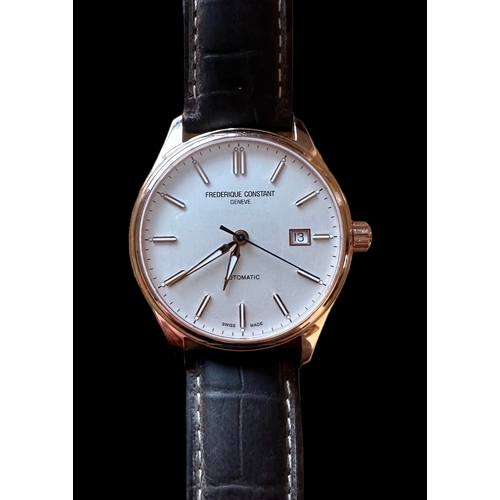 121 - Frederique Constant Geneve automatic gents wristwatch. Silver dial with gold coloured and luminescen... 