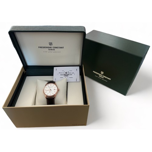 121 - Frederique Constant Geneve automatic gents wristwatch. Silver dial with gold coloured and luminescen... 