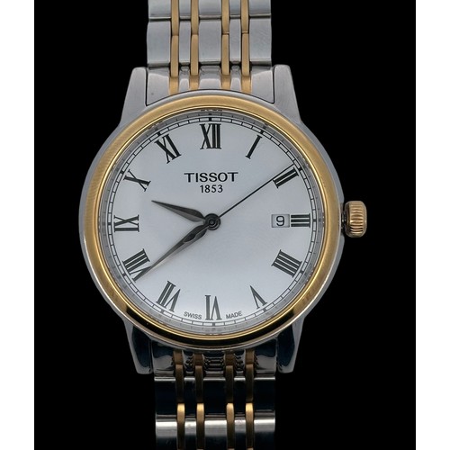 122 - Tissot gents wristwatch 1853 T085410a. White dial with Roman numeral hour markers and outer minute t... 