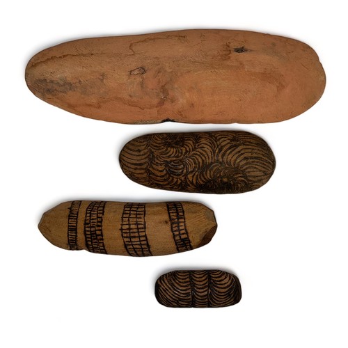 331 - Aboriginal Coolimon's sometimes called Yandi Dishes, set of four largest 47cm x 15cm, 27cm x 8cm, 23... 