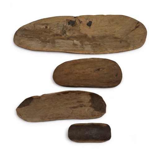 331 - Aboriginal Coolimon's sometimes called Yandi Dishes, set of four largest 47cm x 15cm, 27cm x 8cm, 23... 