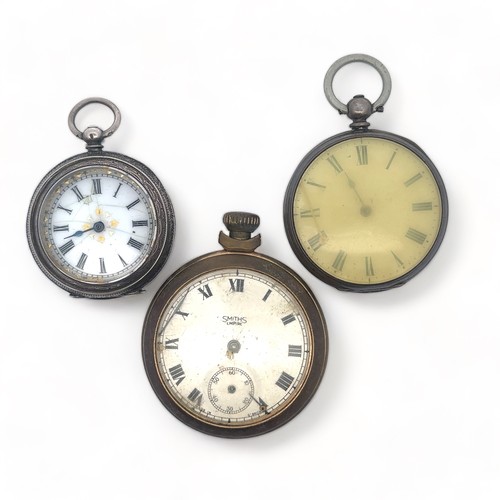 146 - Three pocket watches. A ladies silver pocket watch, stamped 935, 41419 (untested). A silver key wind... 