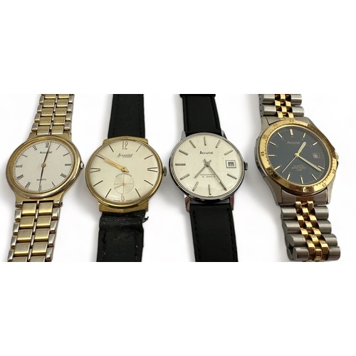 98 - 4 Accurist watches. Includes: a 1960s 1407 21 jewel manual gold plated watch,  a 1970s 21 jewel manu... 