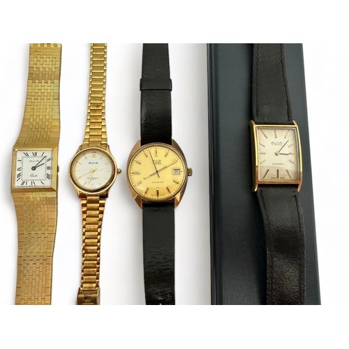 100 - Four Avia watches. Includes an Avia tank watch (boxed), an Avia Matic 17 jewel watch, a gents quartz... 