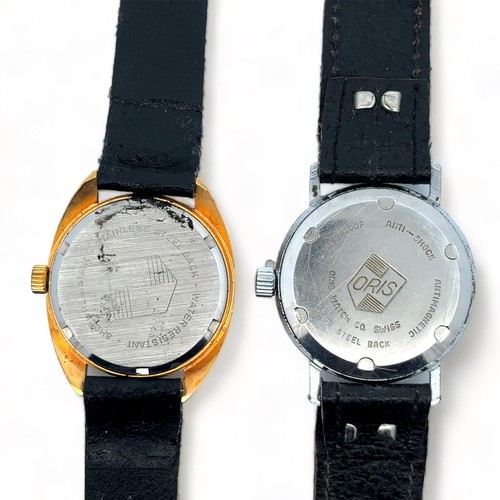 107 - Two 1960s Oris Watches. An Oris 17 jewel manual gold plated watch, with a silvered dial, Arabic nume... 