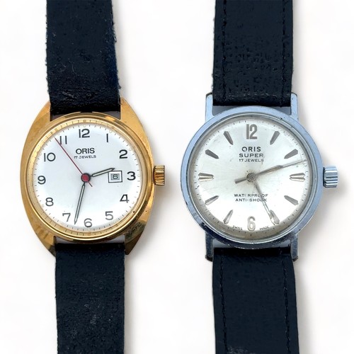 107 - Two 1960s Oris Watches. An Oris 17 jewel manual gold plated watch, with a silvered dial, Arabic nume... 