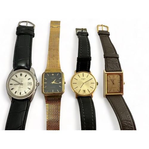 113 - Four Rotary Watches. Includes a quartz Rotary Tank gold plated watch, a quartz Rotary gold plated wa... 