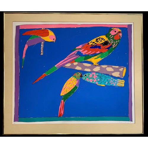 392 - Ken Done (Australian, b.1940), Parrots limited edition silkscreen print 57/300. Signed in pencil to ... 