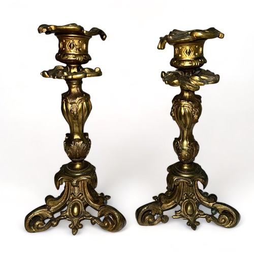 268 - Pair Very Ornate Gilded Baroque Style Candlesticks, could be French.