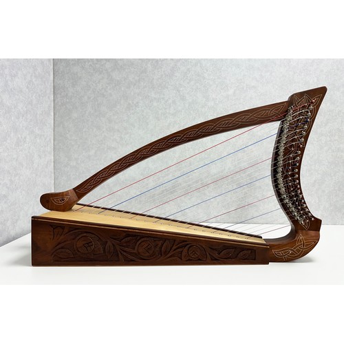 372 - 22 String Celtic Harp with Semitone Levers, comes with spare strings, a tuning wrench and a cushione... 