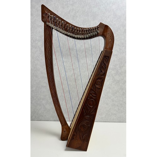 372 - 22 String Celtic Harp with Semitone Levers, comes with spare strings, a tuning wrench and a cushione... 