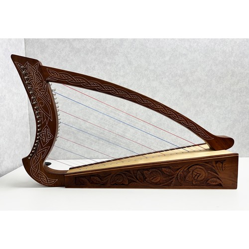 372 - 22 String Celtic Harp with Semitone Levers, comes with spare strings, a tuning wrench and a cushione... 