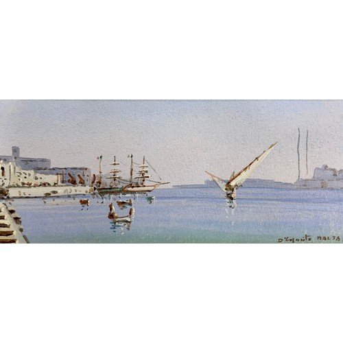 404 - Vincenzo D’Esposito (Maltese, 1866-1946), pair of watercolour harbour scenes, Valetta, Malta. Waterc... 