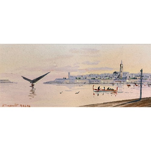 404 - Vincenzo D’Esposito (Maltese, 1866-1946), pair of watercolour harbour scenes, Valetta, Malta. Waterc... 